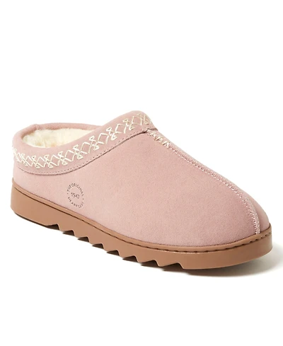 Dearfoams Doreen Genuine Suede Clog with Prayer Seam Slipper