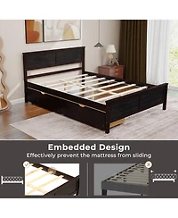Gymax Full Size Wooden Bed Frame with 2 Storage Drawers & Under-bed Storage Espresso