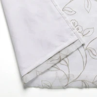Kate Aurora Floral Embroidered Double Layered Sheer Grommet Curtains
