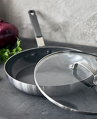 GreenPan X Bobby Flay Nonstick Stainless Steel 12" Frypan with Lid