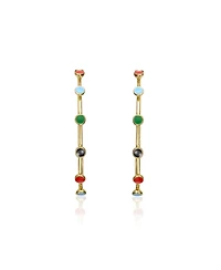 Sterling Silver 14k Gold Plated Multi-Color Enamel C-Hoop Earrings