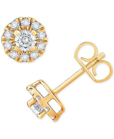 Diamond Halo Stud Earrings (3/4 ct. t.w.) in 14k White Gold or 14k Gold