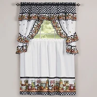 GoodGram Mason Jars Cottage Style Country Farmhouse Cafe Kitchen Curtain Swag & Tiers Set - 57 in. W x 24 in. L