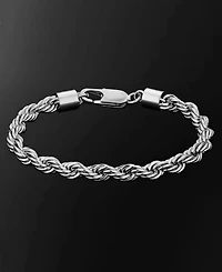 Rhona Sutton Silver Stainless Steel Thick 6MM 9" Twisted Rope Chain Bracelet