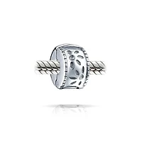 Bling Jewelry Floral Daisy Flower Spacer Stopper Spacer Bead Charm .925 Sterling Silver Snap Clasp Fits European Bracelet