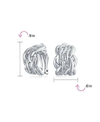 Bling Jewelry Twisted Cable Chain Weave Wide Half Hoop Clip On Earrings Non Pierced Ears