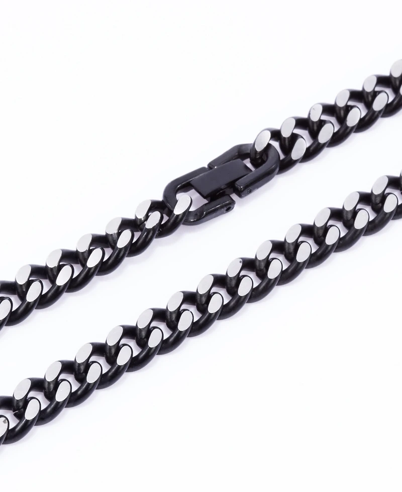 Rhona Sutton Black Silver Curb Chain Stainless Steel Necklace