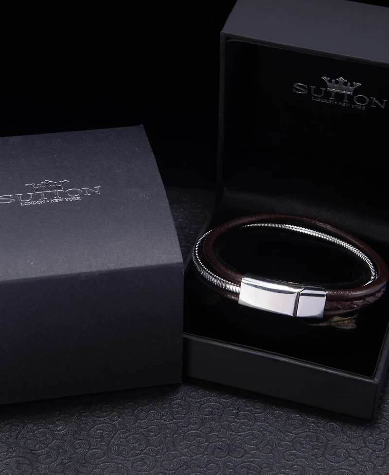 Rhona Sutton Stainless Steel Multi Leather and Chain Bracelet