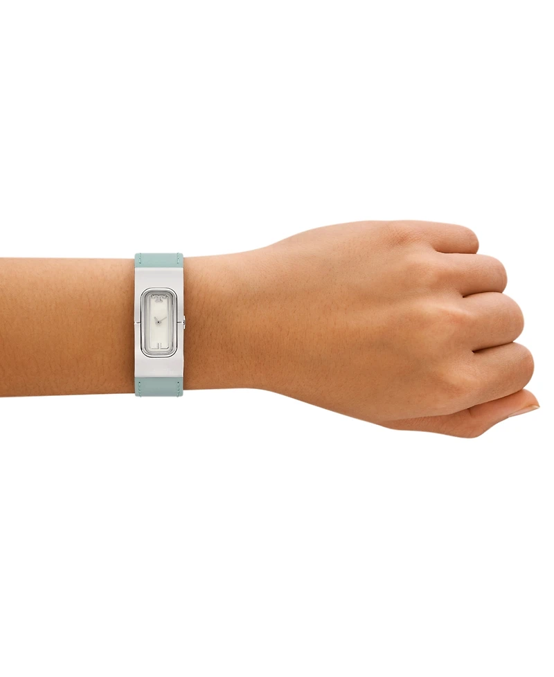 Tory Burch Women's The T Watch Blue Leather Strap Watch 18mm