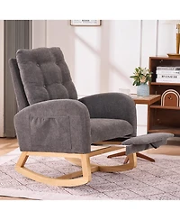 Streamdale Plush Rocking Lounge Chair with Side Pocket for Relaxation and Support