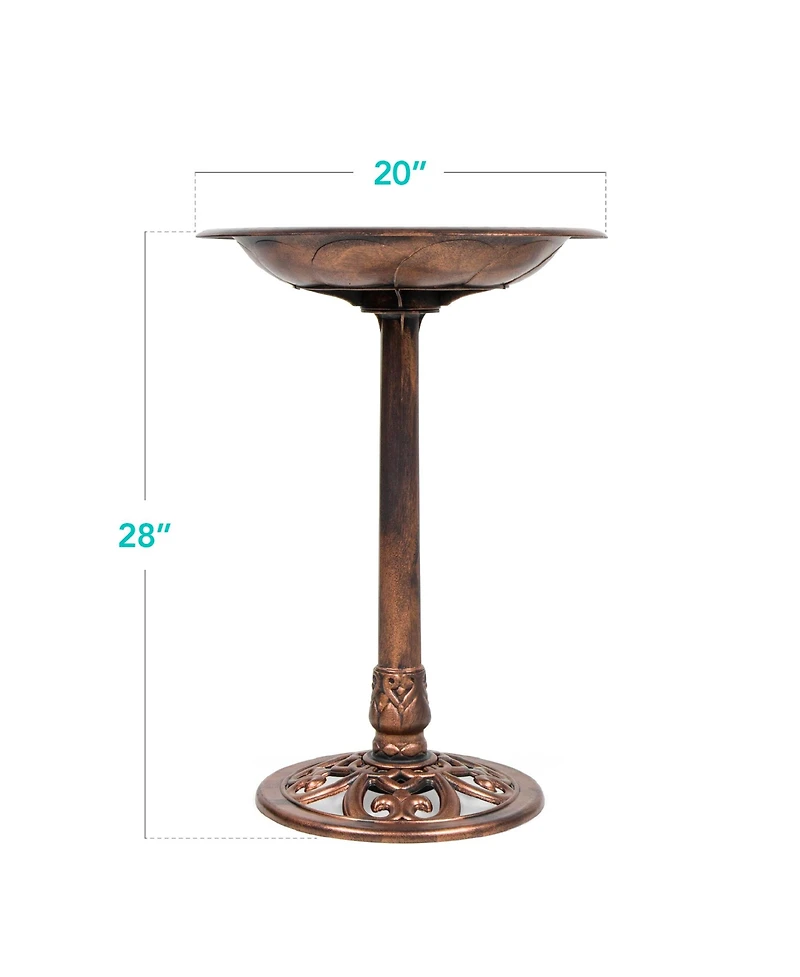 Best Choice Products Outdoor Rustic Pedestal Bird Bath Accent for Garden, Yard w/ Fleur-de-Lis Accents