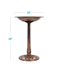 Best Choice Products Outdoor Rustic Pedestal Bird Bath Accent for Garden, Yard w/ Fleur-de-Lis Accents
