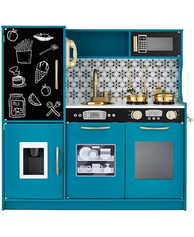 Best Choice Products Pretend Play Kitchen Wooden Toy Set for Kids w/ Telephone, Utensils, Oven, Microwave