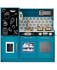 Best Choice Products Pretend Play Kitchen Wooden Toy Set for Kids w/ Telephone, Utensils, Oven, Microwave