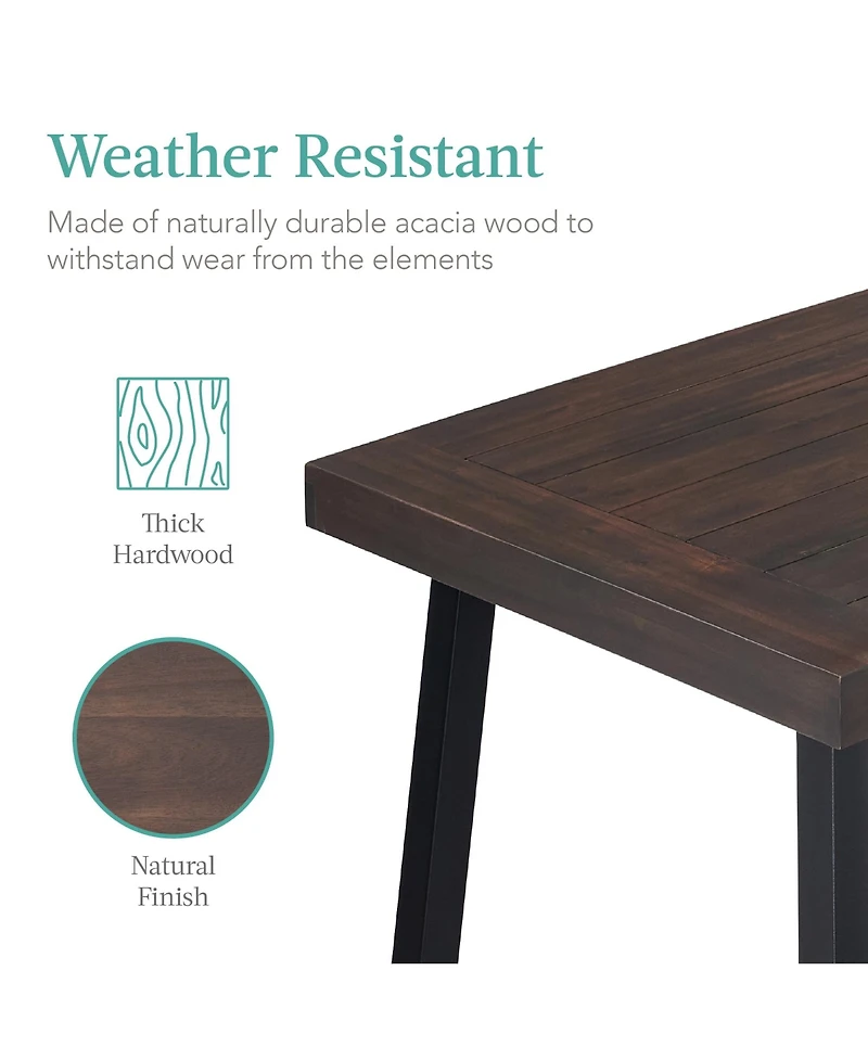 Best Choice Products 6-Person Indoor Outdoor Patio Rustic Acacia Wood Picnic Dining Table w/ Metal Legs