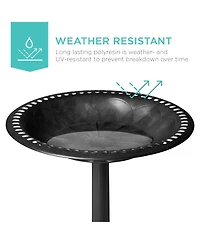 Best Choice Products Outdoor Rustic Pedestal Bird Bath Accent for Garden, Yard w/ Fleur-de-Lis Accents