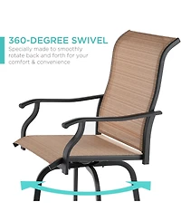 Best Choice Products Set of 2 Outdoor Swivel Bar Stools, Patio Barstool Chairs w/ 360 Rotation, All-Weather Mesh