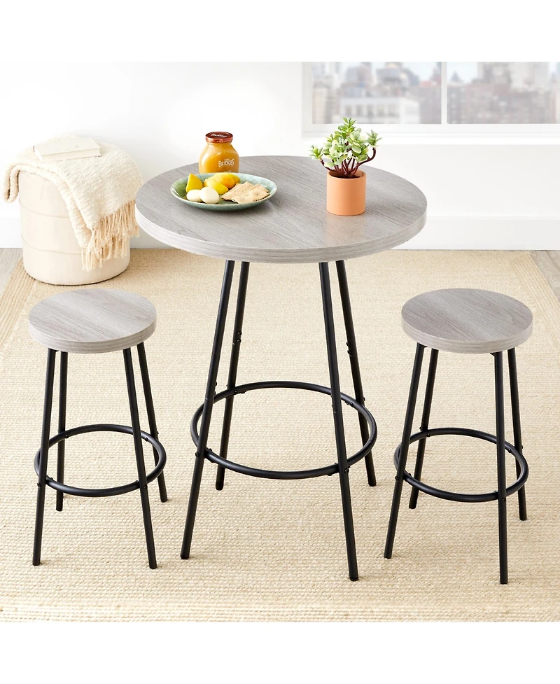 Best Choice Products 3-Piece Bistro Set, Modern Round Counter Height Dining Set w/ 2 Stools, Metal Frame