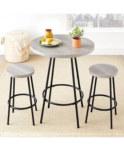 Best Choice Products 3-Piece Bistro Set, Modern Round Counter Height Dining Set w/ 2 Stools, Metal Frame
