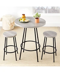 Best Choice Products 3-Piece Bistro Set, Modern Round Counter Height Dining Set w/ 2 Stools, Metal Frame