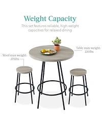 Best Choice Products 3-Piece Bistro Set, Modern Round Counter Height Dining Set w/ 2 Stools, Metal Frame
