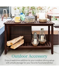 Best Choice Products 48in 2-Shelf Indoor Outdoor Wooden Console Table Multifunctional Buffet Bar Storage