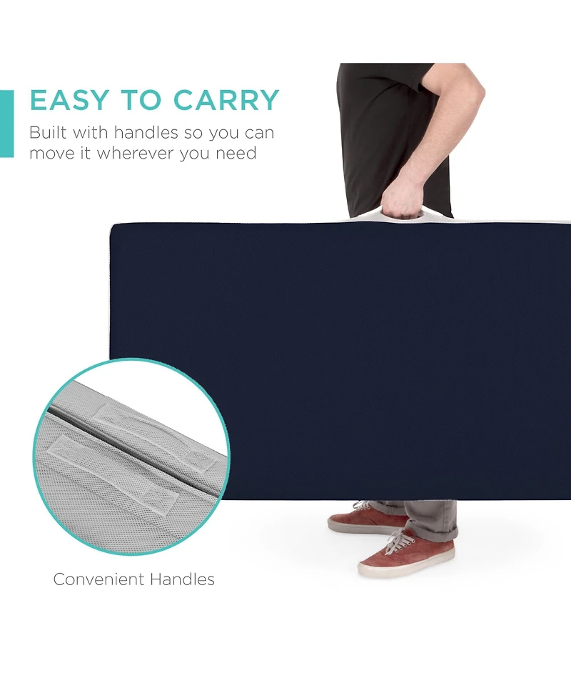 Best Choice Products 4in Thick Folding Portable Midnight Blue Mattress Topper w/ Carry Case