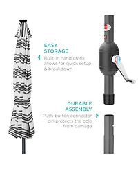Best Choice Products 10ft Solar Led Lighted Striped Patio Umbrella w/ Crank, Tilt, Push Button, 6 Ribs