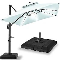 Best Choice Products 10x10ft 2-Tier Square Outdoor Solar Led Cantilever Patio Umbrella w/ Base Included