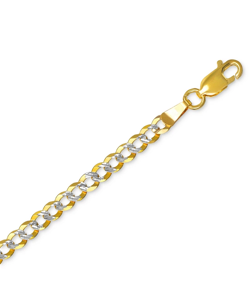 24" Two-Tone Open Curb Link Chain Necklace (3-5/8mm) in Solid 14k Gold & White Gold