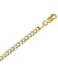24" Two-Tone Open Curb Link Chain Necklace (3-5/8mm) in Solid 14k Gold & White Gold