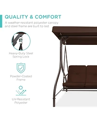 Best Choice Products 3-Seat Outdoor Converting Canopy Swing Glider Patio Hammock w/ Removable Cushions