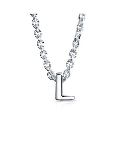 Bling Jewelry Tiny Block Letter Alphabet Initial A-z Dainty Pendant Necklace .925 Sterling Silver
