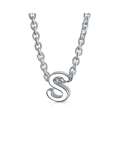 Bling Jewelry Tiny Block Letter Alphabet Initial A-z Dainty Pendant Necklace .925 Sterling Silver