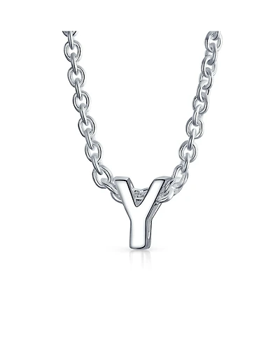 Bling Jewelry Tiny Block Letter Alphabet Initial A-z Dainty Pendant Necklace .925 Sterling Silver