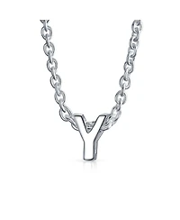 Bling Jewelry Tiny Block Letter Alphabet Initial A-z Dainty Pendant Necklace .925 Sterling Silver