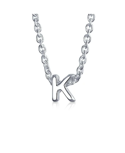 Bling Jewelry Tiny Block Letter Alphabet Initial A-z Dainty Pendant Necklace .925 Sterling Silver