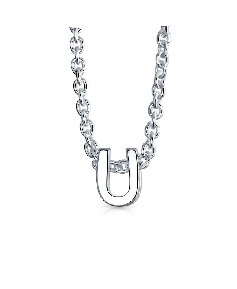 Bling Jewelry Tiny Block Letter Alphabet Initial A-z Dainty Pendant Necklace .925 Sterling Silver