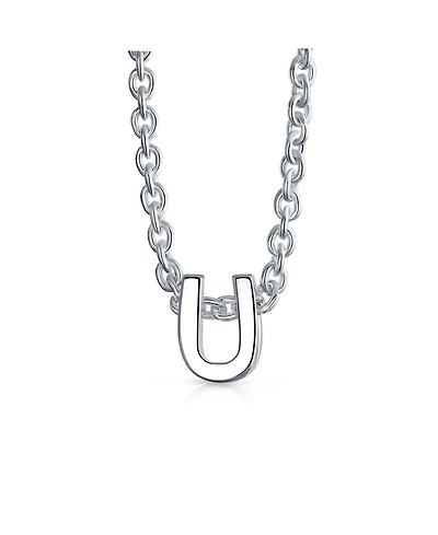 Bling Jewelry Tiny Block Letter Alphabet Initial A-z Dainty Pendant Necklace .925 Sterling Silver