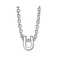 Bling Jewelry Tiny Block Letter Alphabet Initial A-z Dainty Pendant Necklace .925 Sterling Silver