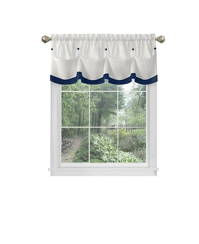 Kate Aurora Country Farmhouse Living Solid Colored Button Tuck Window Valance - 56in W x 14in L, Linen