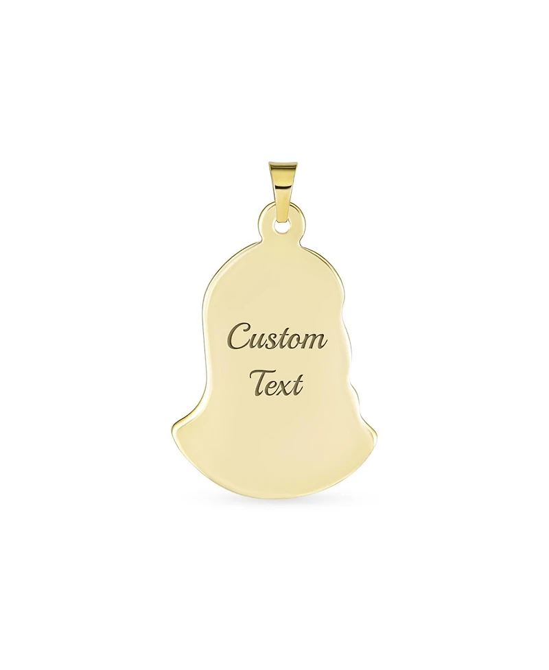 Bling Jewelry Matt & Shiny Yellow 14K Gold Religious Metal Protection Medallion Face of Jesus Christ Head Pendant Necklace No Chain