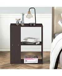 Gymax 2-Tier Side Sofa End Table Bedside Nightstand Brown Home