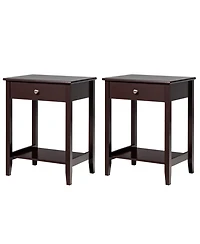 Gymax 2PCS Nightstand Sofa Side End Table Bedroom Living Room w/ Shelf Drawer