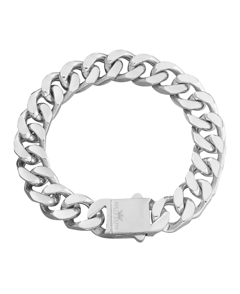 Rhona Sutton Silver Stainless Steel Miami Cuban 8" Chain Bracelet