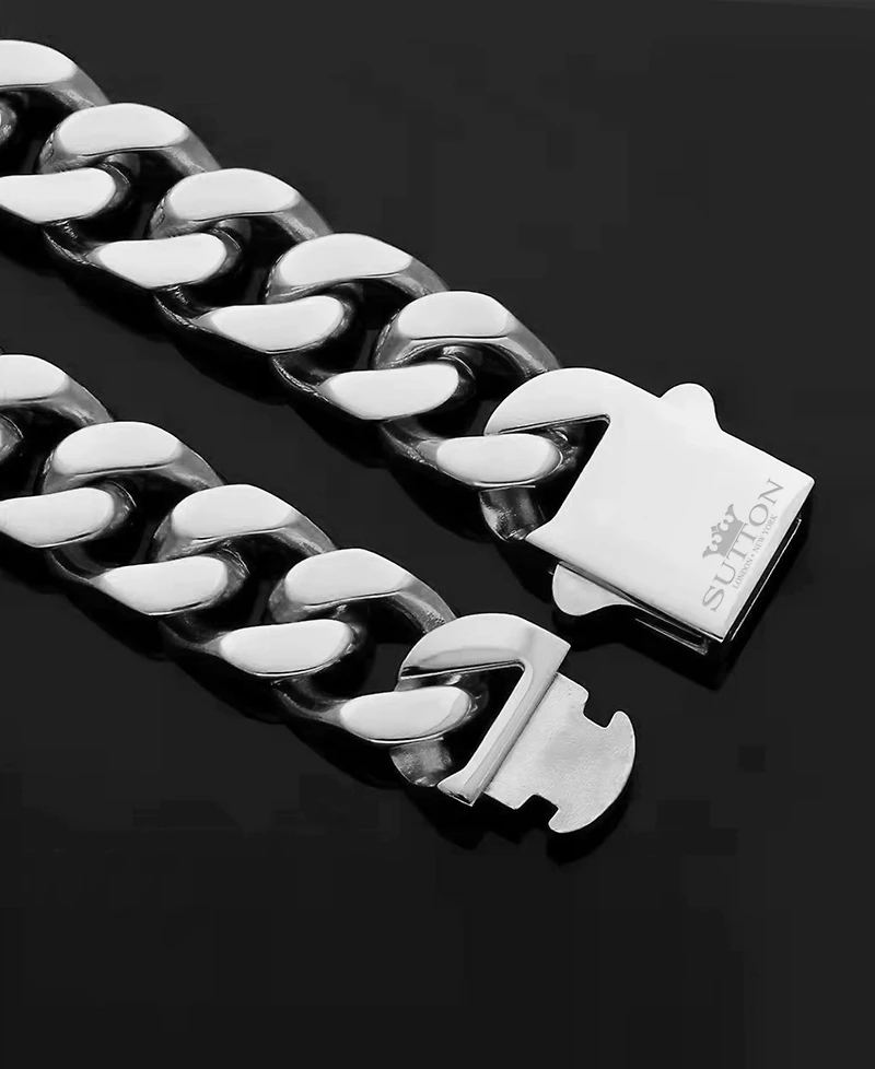 Rhona Sutton Silver Stainless Steel Miami Cuban 8" Chain Bracelet