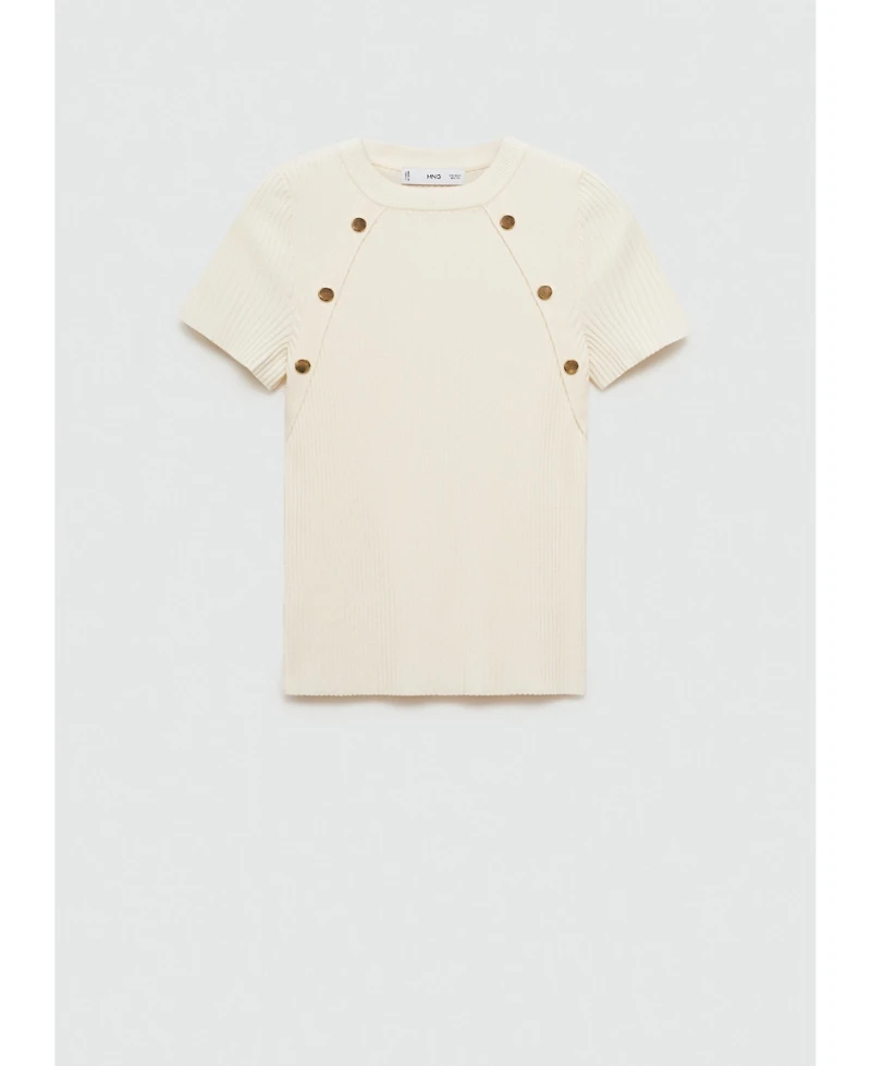 Mango Women's Buttons Detail Short-Sleeved Ribbed Sweater