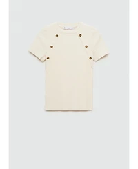 Mango Women's Buttons Detail Short-Sleeved Ribbed Sweater