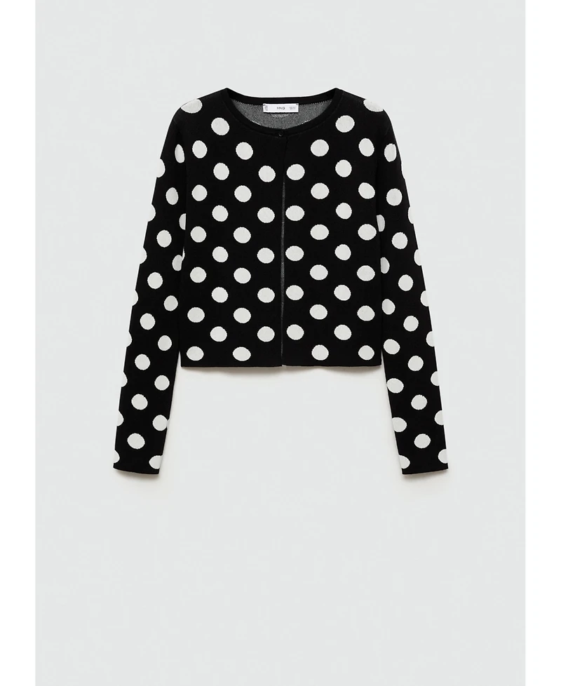 Mango Women's Polka-Dot Knitted Cardigan Sweater