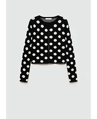 Mango Women's Polka-Dot Knitted Cardigan Sweater